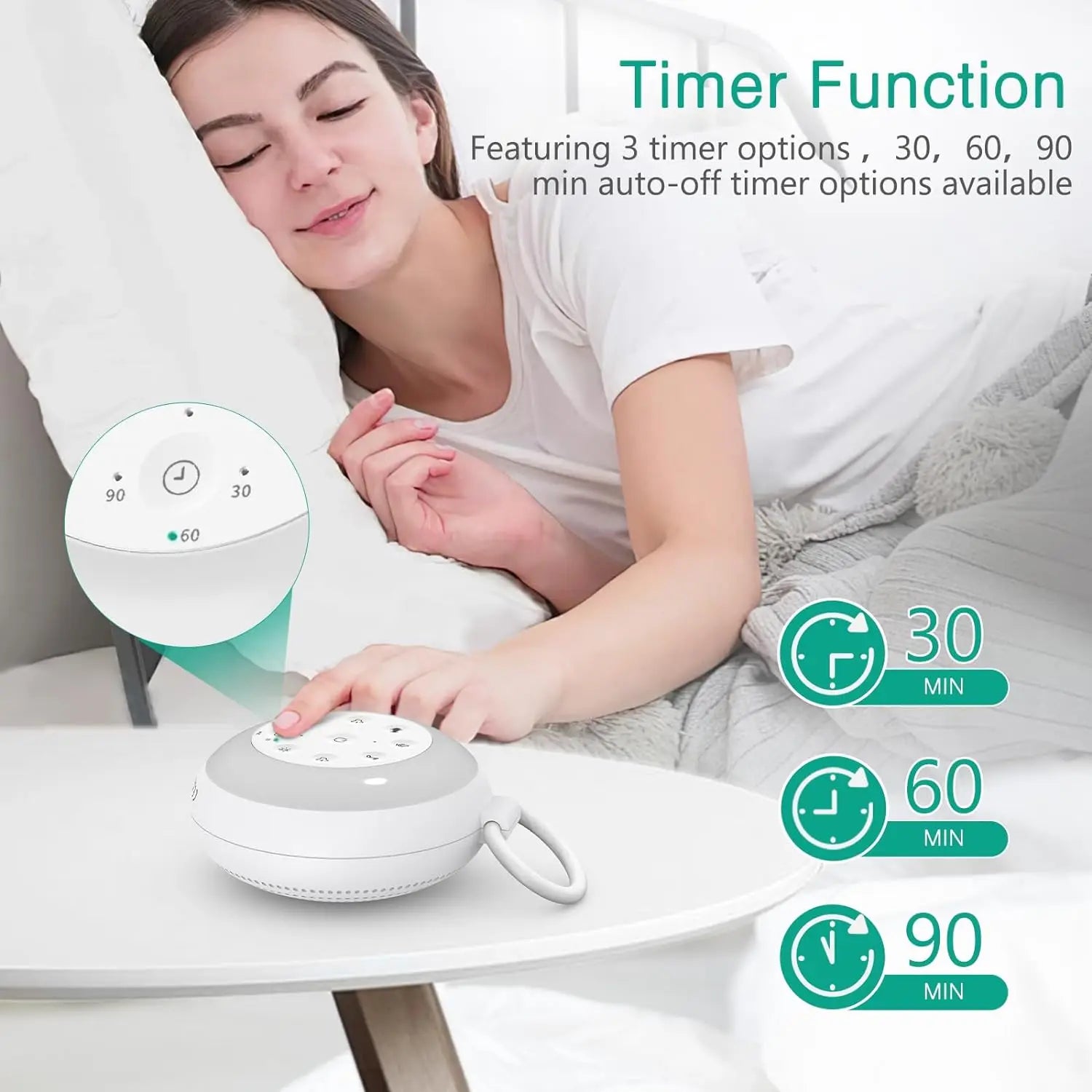Portable white noise Machine with 24 Sounds Wireless Speaker Recording Function with Night Light and 7 calming colours