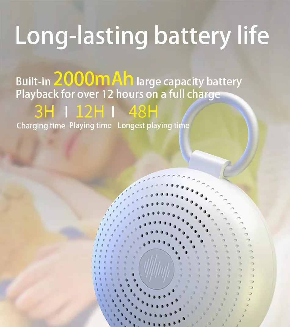 Portable white noise Machine with 24 Sounds Wireless Speaker Recording Function with Night Light and 7 calming colours