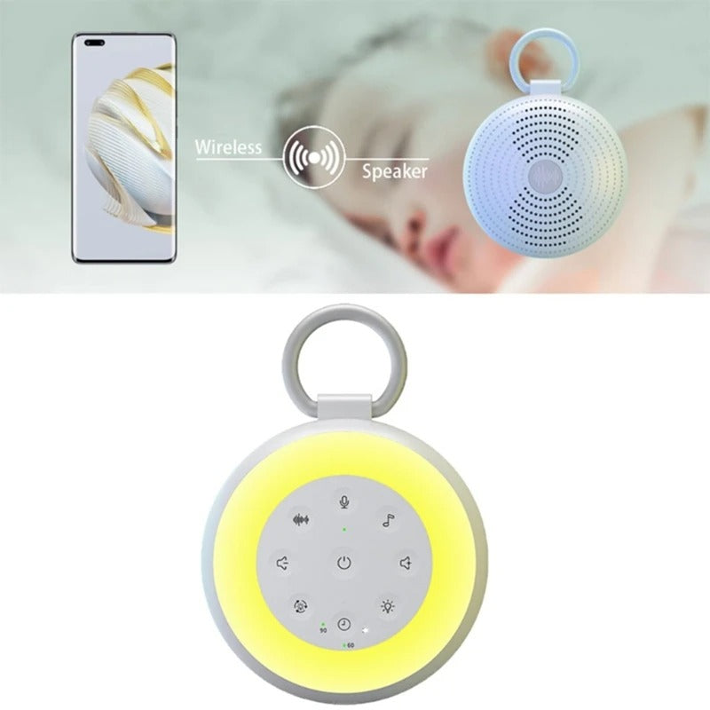 Portable white noise Machine with 24 Sounds Wireless Speaker Recording Function with Night Light and 7 calming colours
