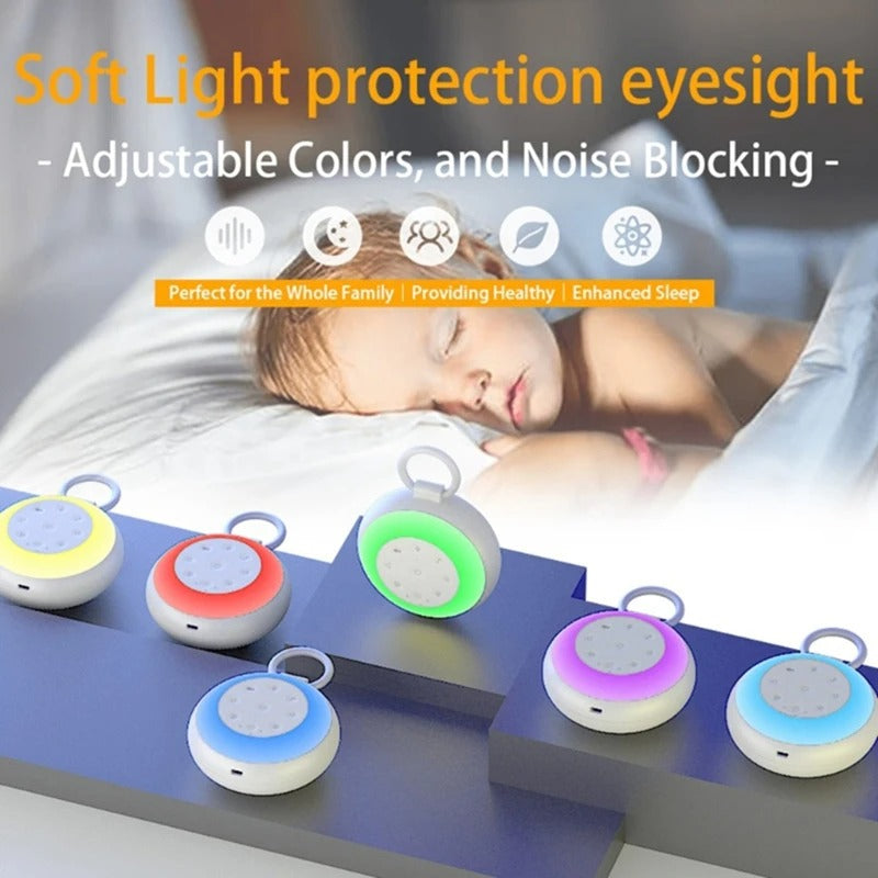 Portable white noise Machine with 24 Sounds Wireless Speaker Recording Function with Night Light and 7 calming colours