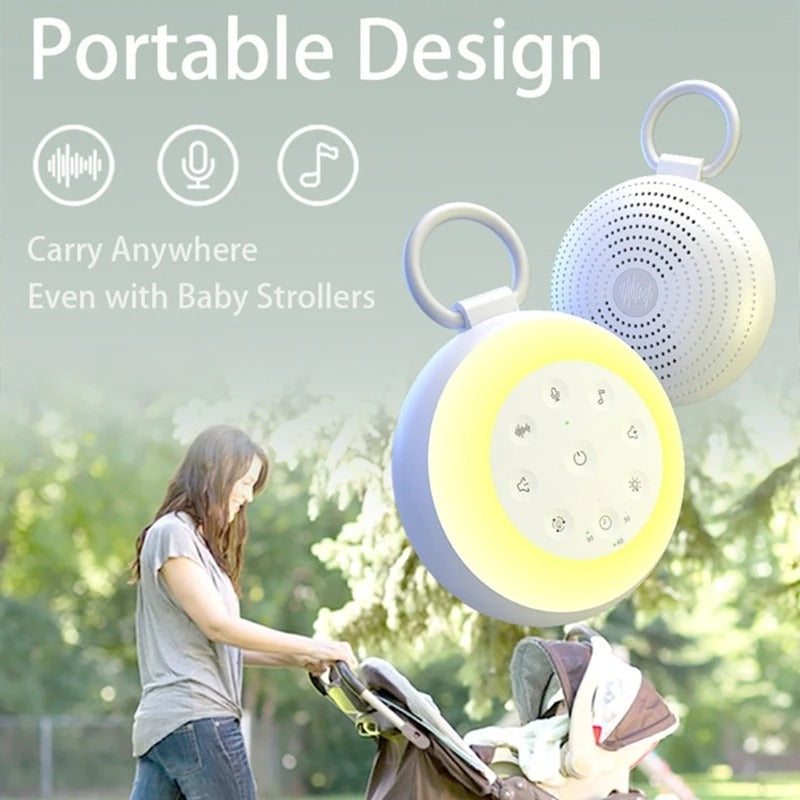 Portable white noise Machine with 24 Sounds Wireless Speaker Recording Function with Night Light and 7 calming colours